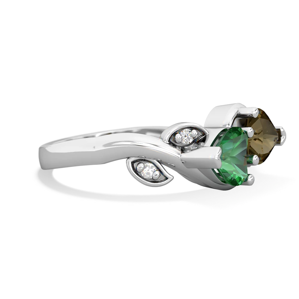 Lab Emerald Floral Elegance 14K White Gold ring R5790