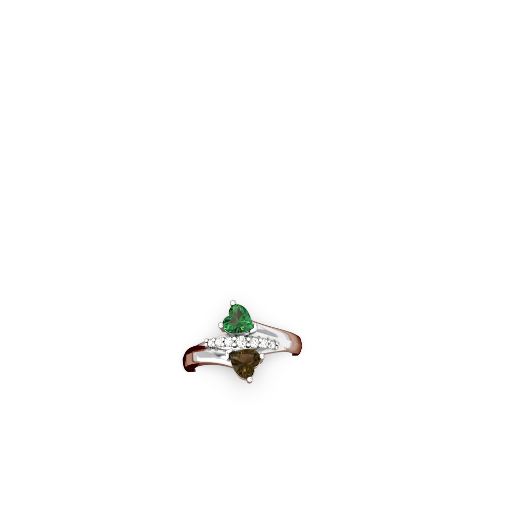 Lab Emerald Heart To Heart 14K White Gold ring R2064