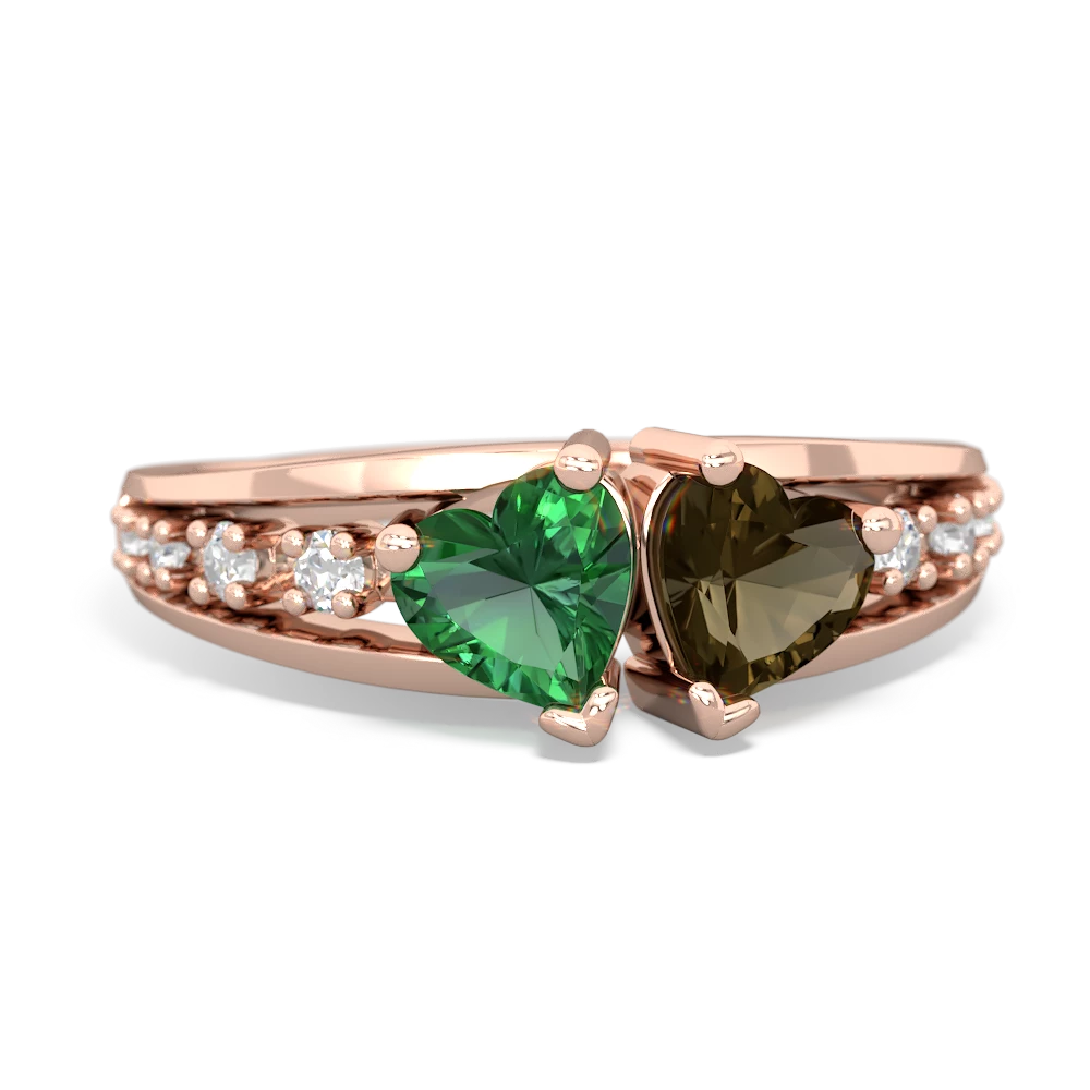 Lab Emerald Heart To Heart 14K Rose Gold ring R3342