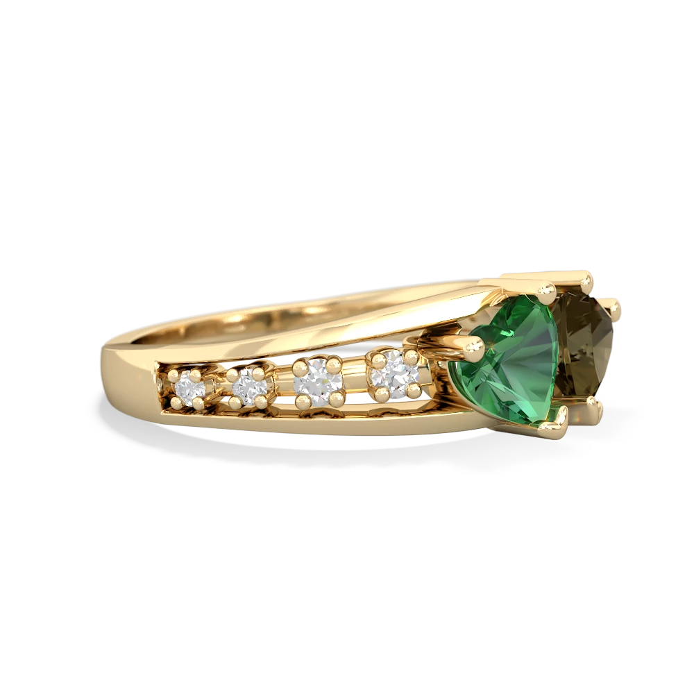 Lab Emerald Heart To Heart 14K Yellow Gold ring R3342