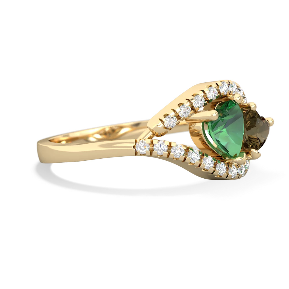 Lab Emerald Mother And Child 14K Yellow Gold ring R3010