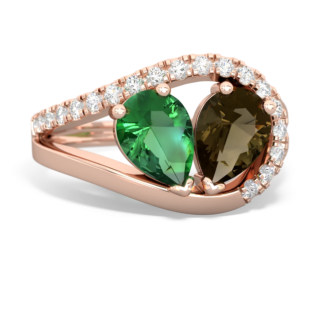 Lab Emerald Nestled Heart Keepsake 14K Rose Gold ring R5650