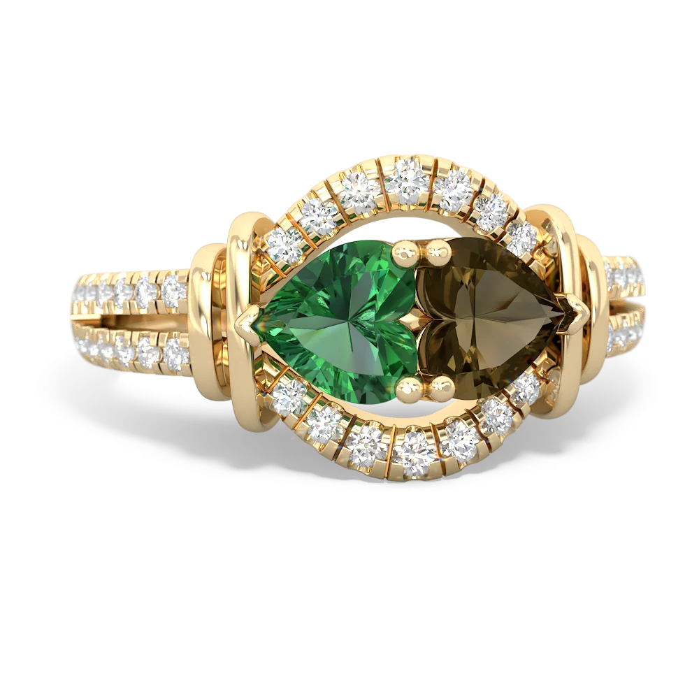 Lab Emerald Art-Deco Keepsake 14K Yellow Gold ring R5630