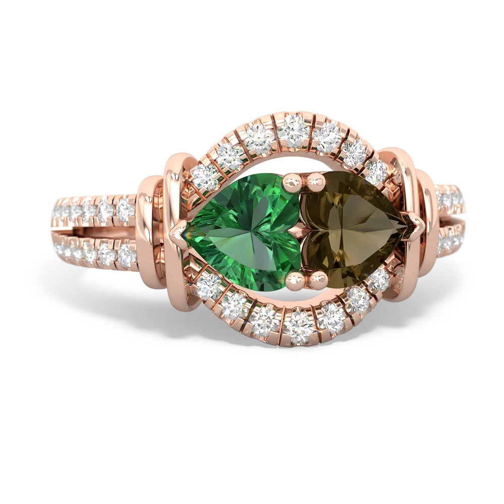 Lab Emerald Art-Deco Keepsake 14K Rose Gold ring R5630