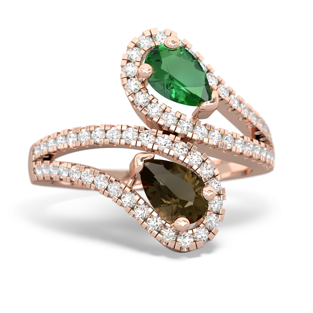 Lab Emerald Diamond Dazzler 14K Rose Gold ring R3000