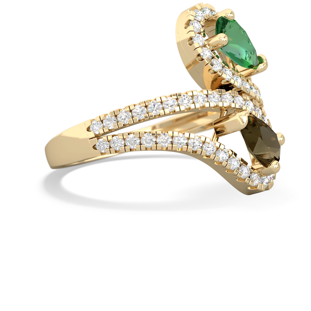 Lab Emerald Diamond Dazzler 14K Yellow Gold ring R3000