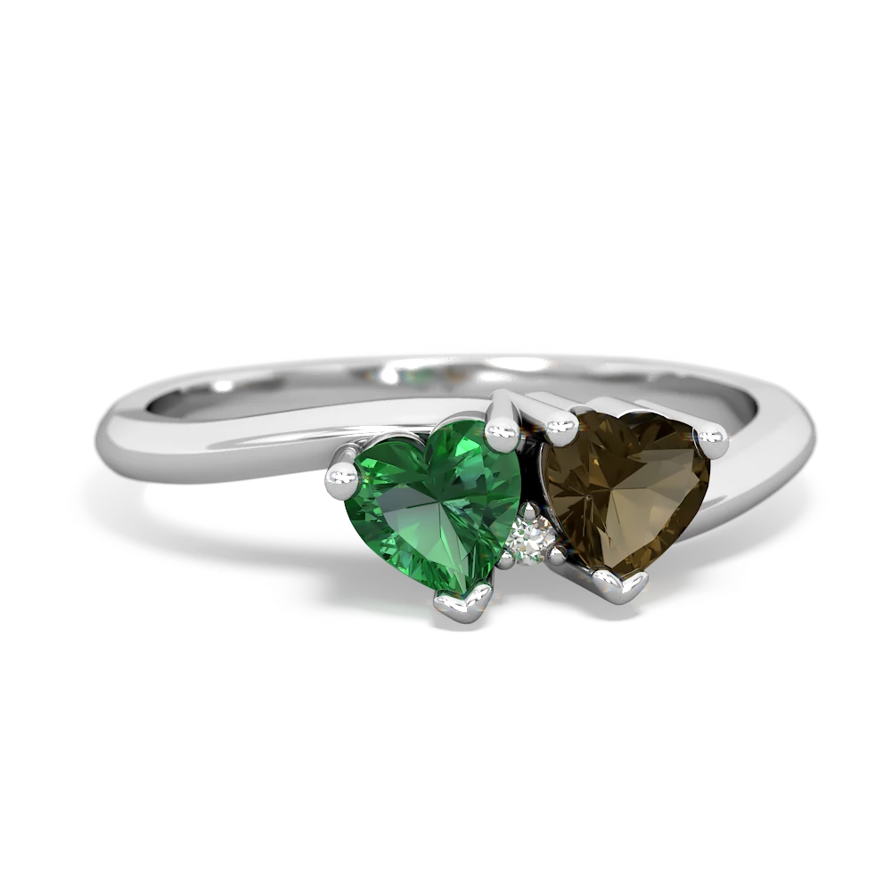 Lab Emerald Sweethearts 14K White Gold ring R5260