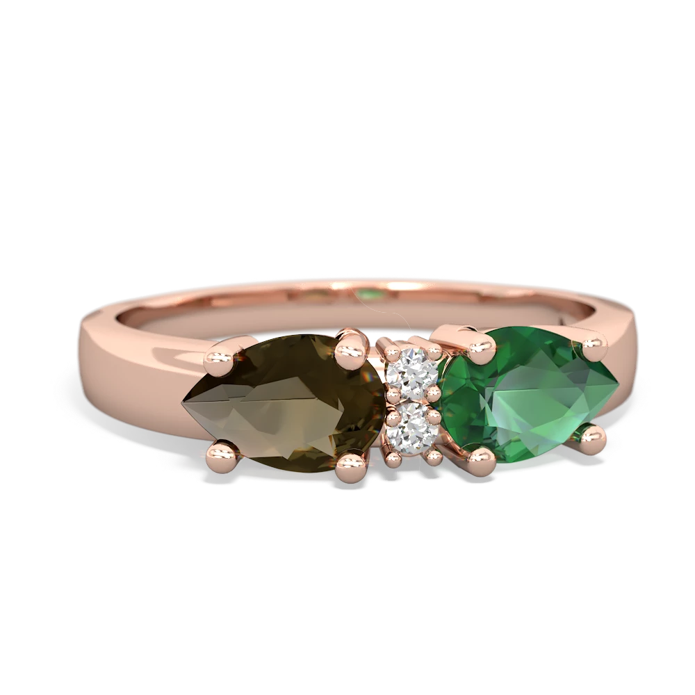 Lab Emerald Pear Bowtie 14K Rose Gold ring R0865