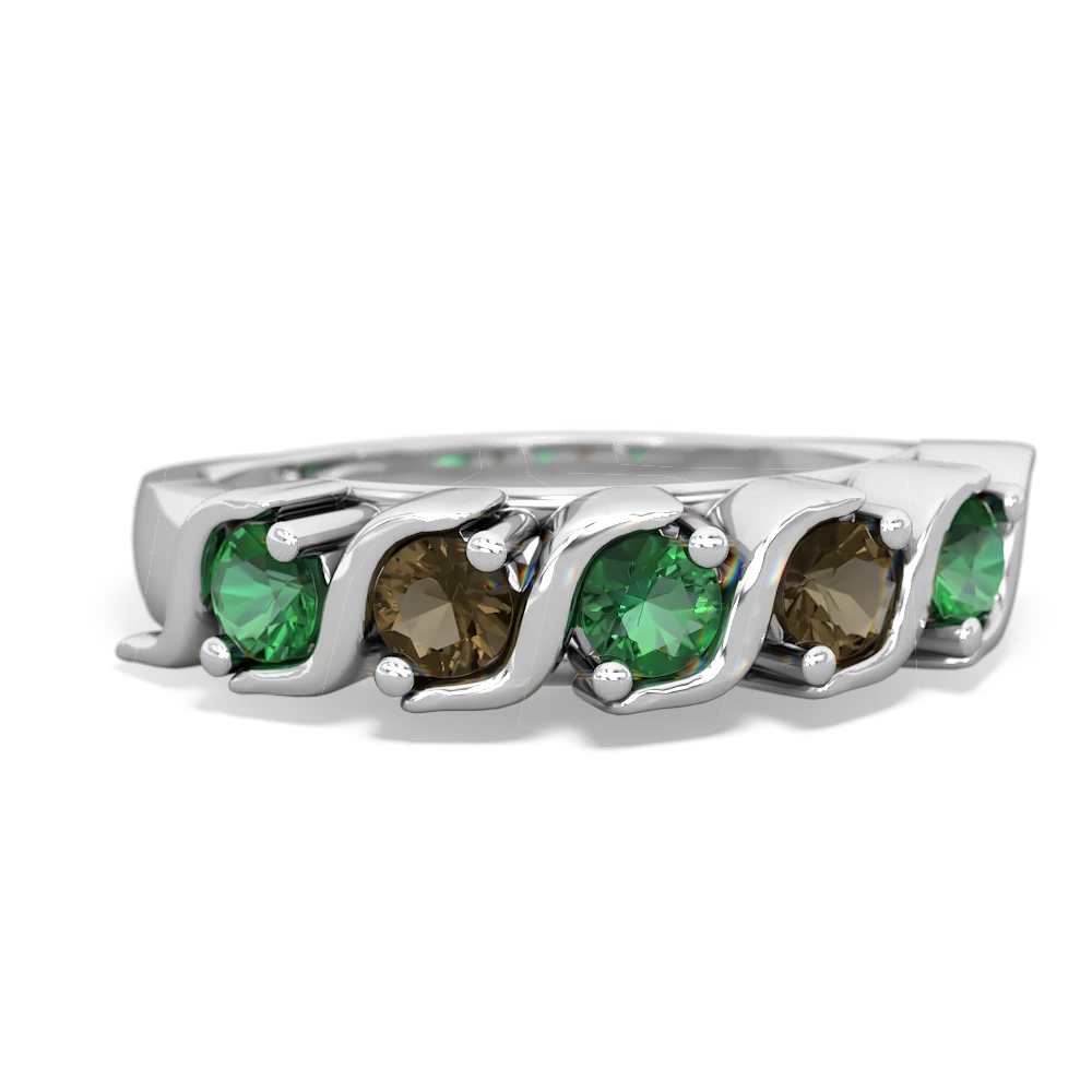 Lab Emerald Anniversary Band 14K White Gold ring R2089