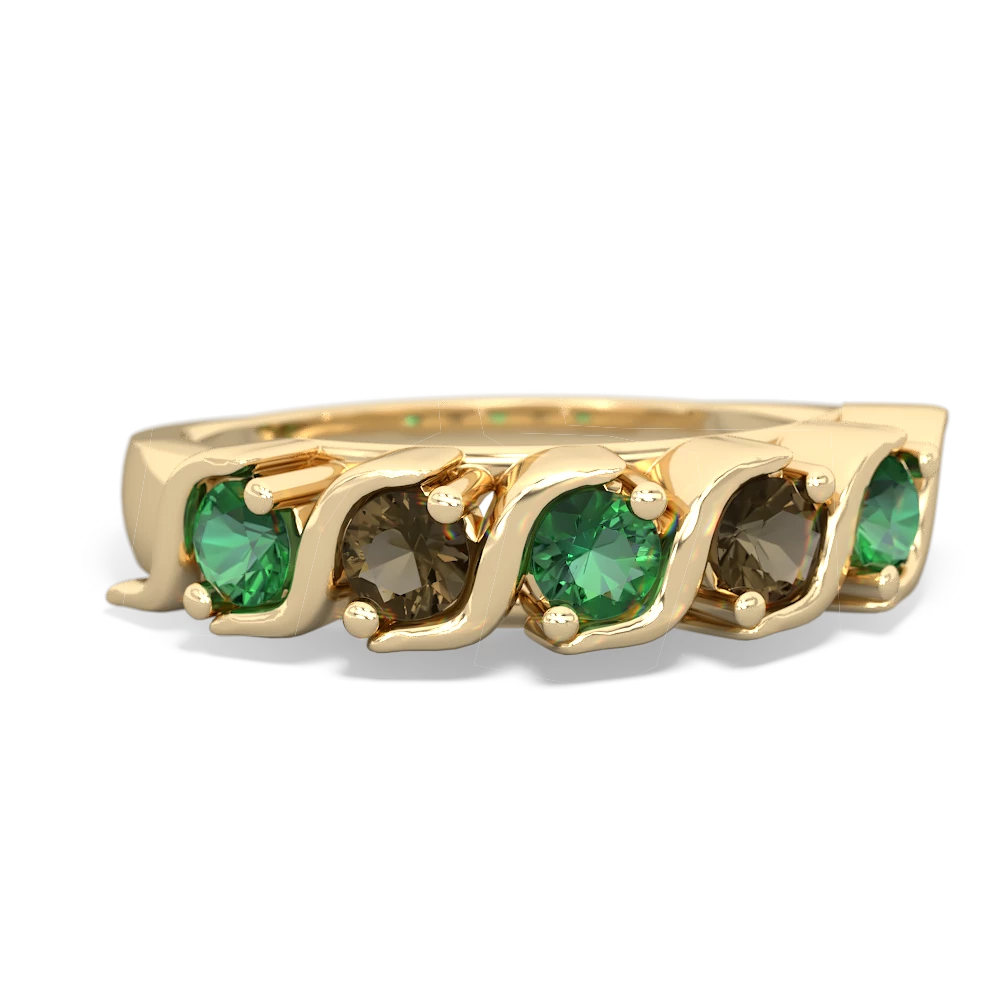 Lab Emerald Anniversary Band 14K Yellow Gold ring R2089