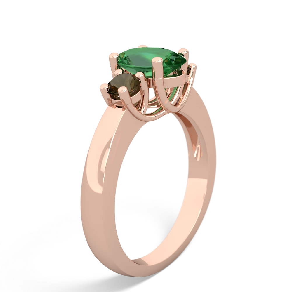 Lab Emerald Three Stone Oval Trellis 14K Rose Gold ring R4024