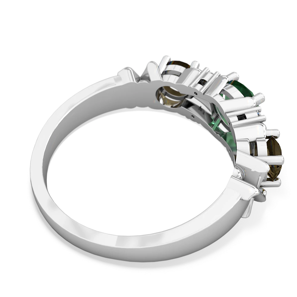 Lab Emerald Hugs And Kisses 14K White Gold ring R5016