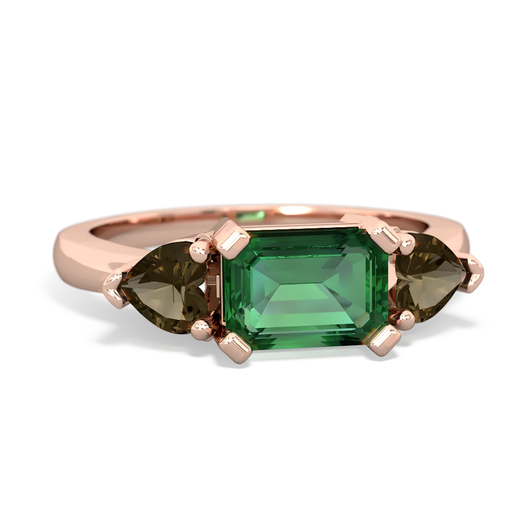 Lab Emerald Three Stone 14K Rose Gold ring R5235