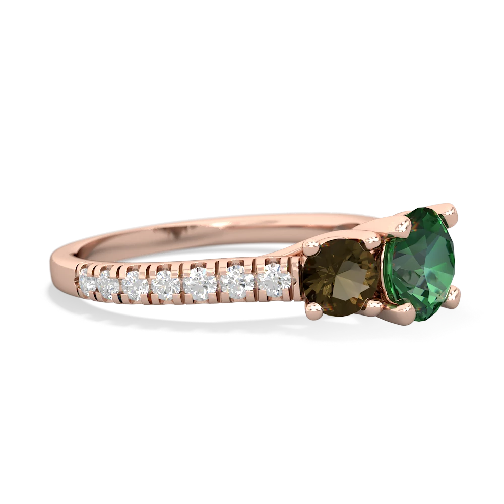 Lab Emerald Pave Trellis 14K Rose Gold ring R5500