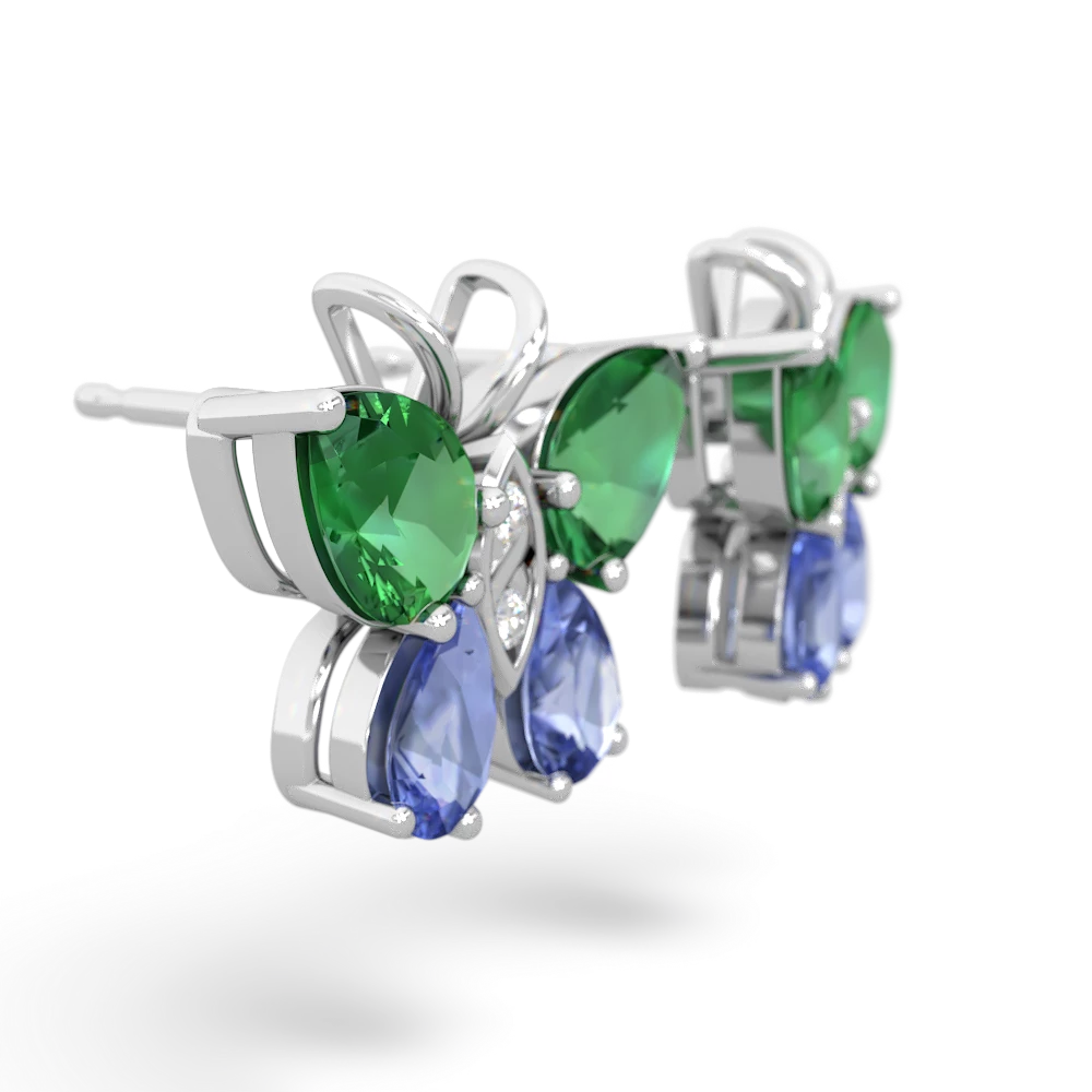 Lab Emerald Butterfly 14K White Gold earrings E2215