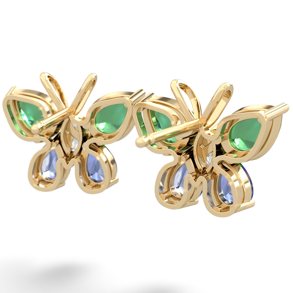 Lab Emerald Butterfly 14K Yellow Gold earrings E2215