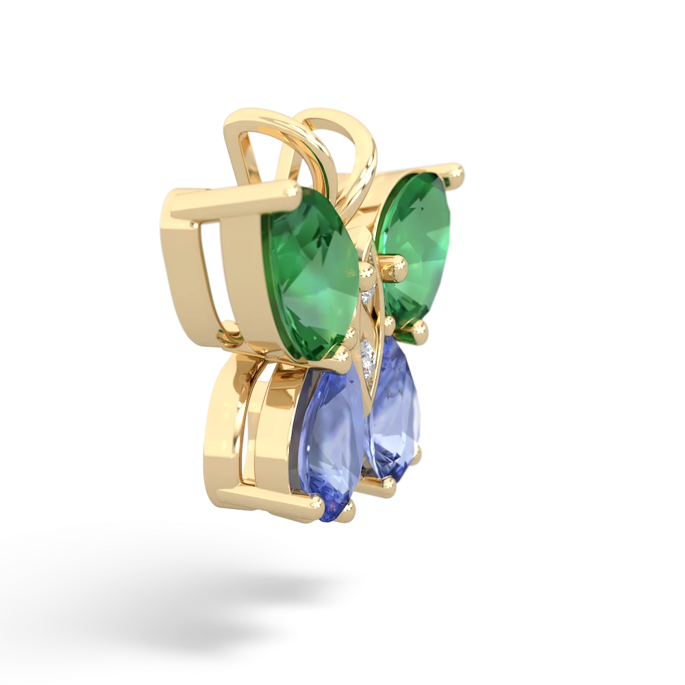 Lab Emerald Butterfly 14K Yellow Gold pendant P2215