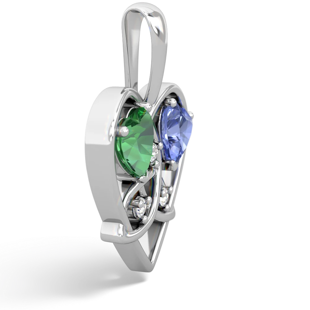 Lab Emerald Celtic Trinity Heart 14K White Gold pendant P5331