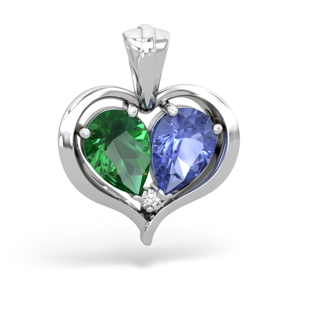 Lab Emerald Two Become One 14K White Gold pendant P5330