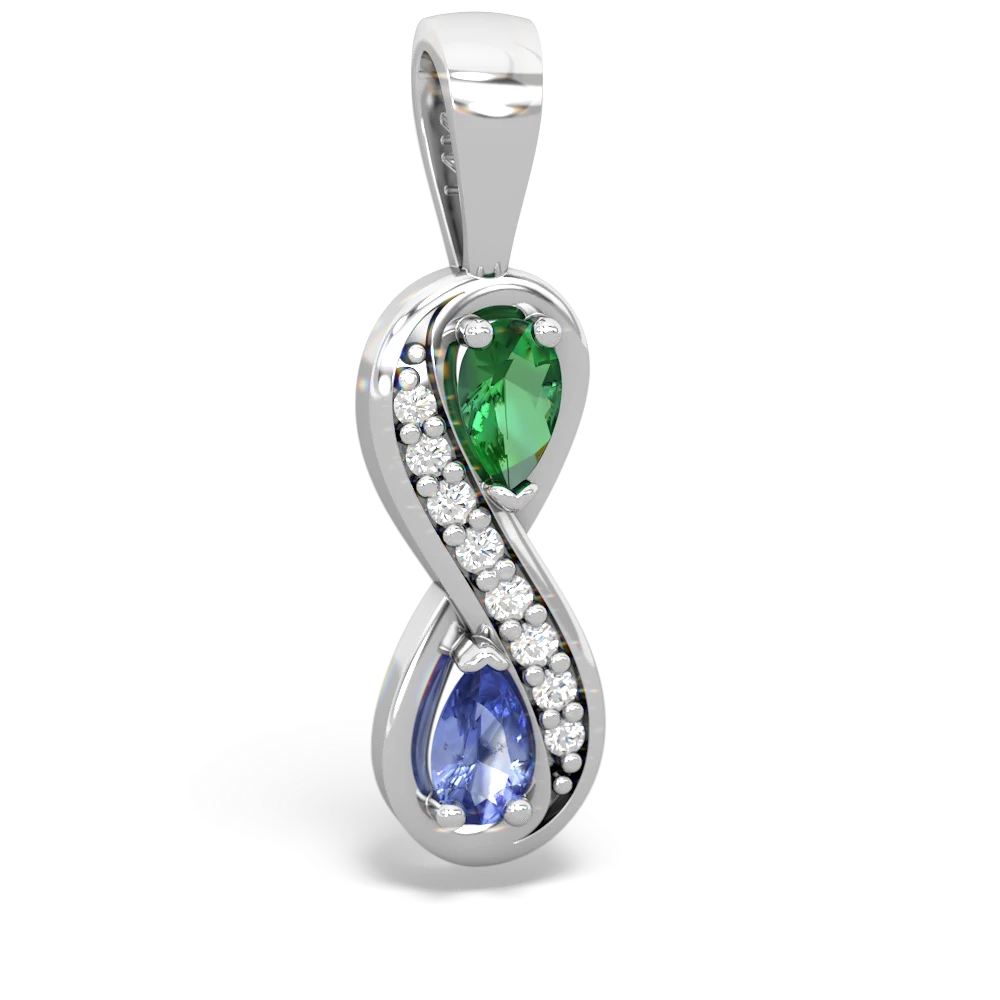 Lab Emerald Diamond Infinity 14K White Gold pendant P5390