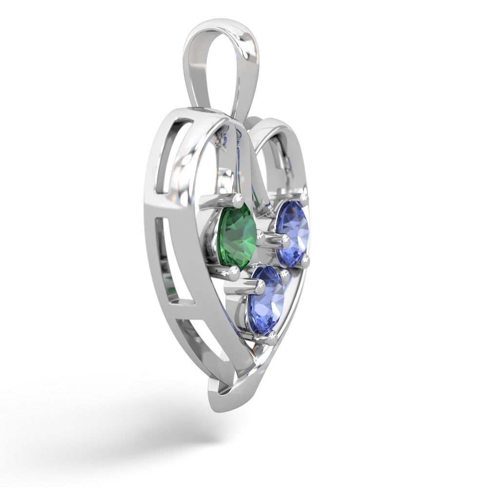 Lab Emerald Glowing Heart 14K White Gold pendant P2233
