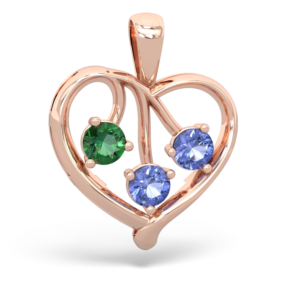 Lab Emerald Glowing Heart 14K Rose Gold pendant P2233