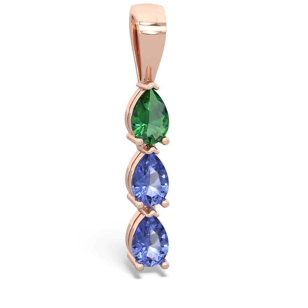 Lab Emerald Dew Drops 14K Rose Gold pendant P2251