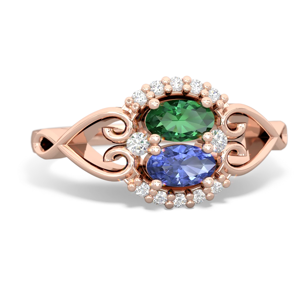 Lab Emerald Love Nest 14K Rose Gold ring R5860