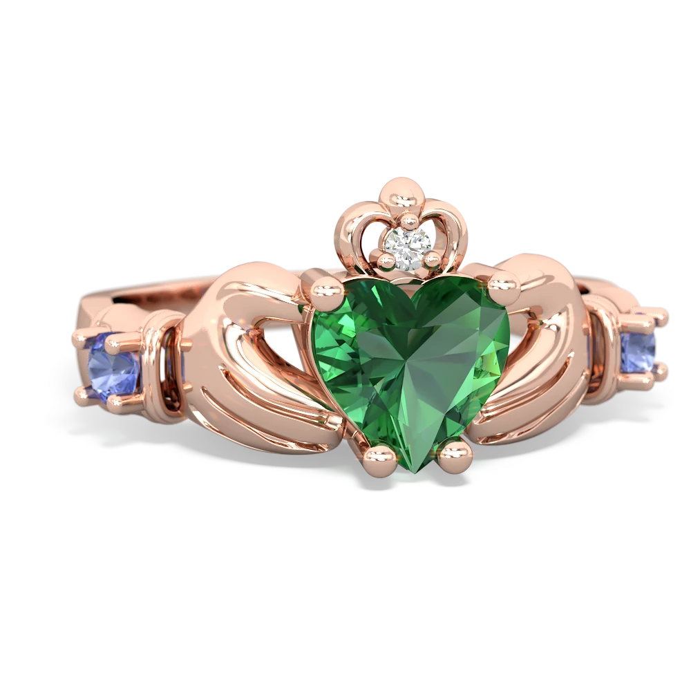 Lab Emerald Claddagh Keepsake 14K Rose Gold ring R5245