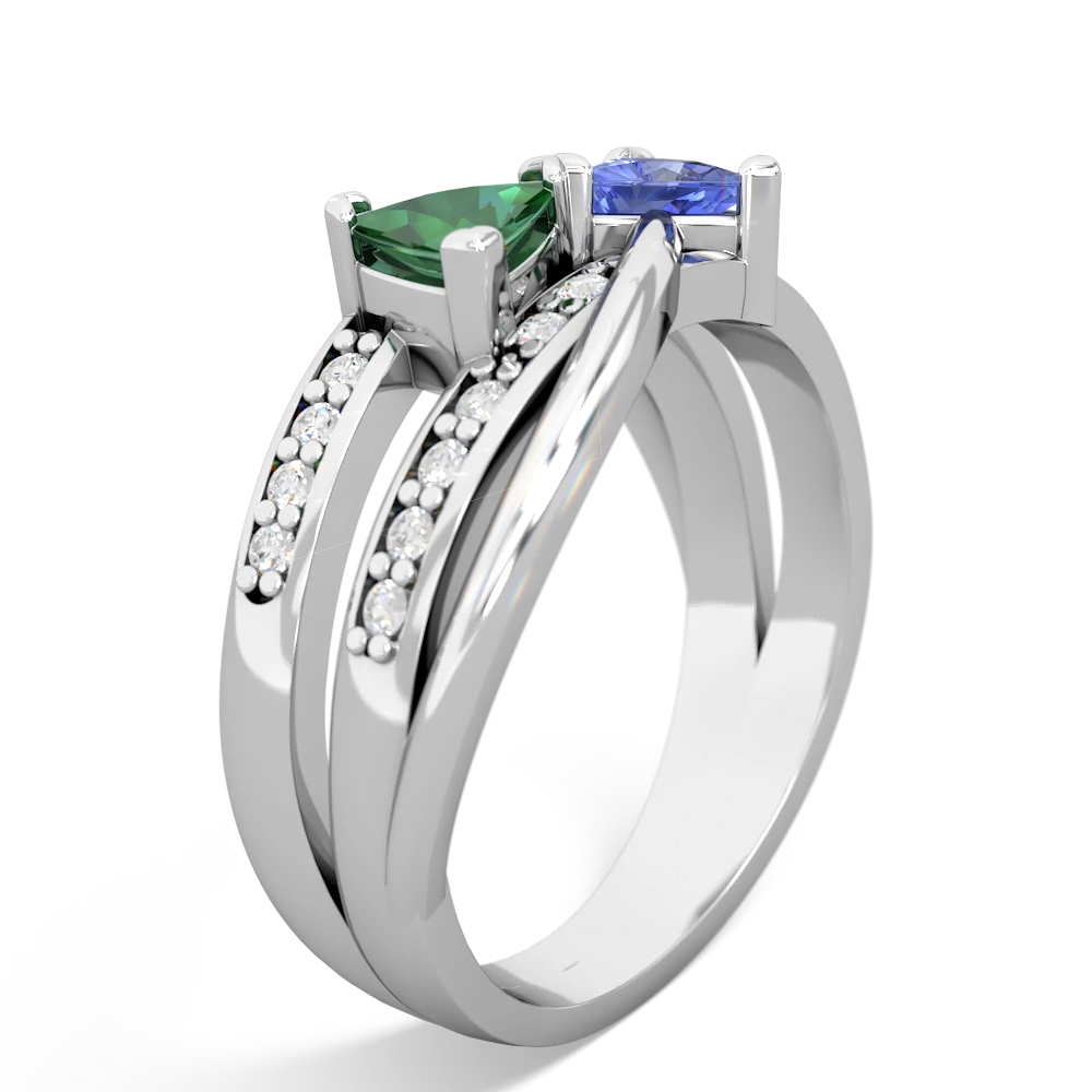 Lab Emerald Bowtie 14K White Gold ring R2360