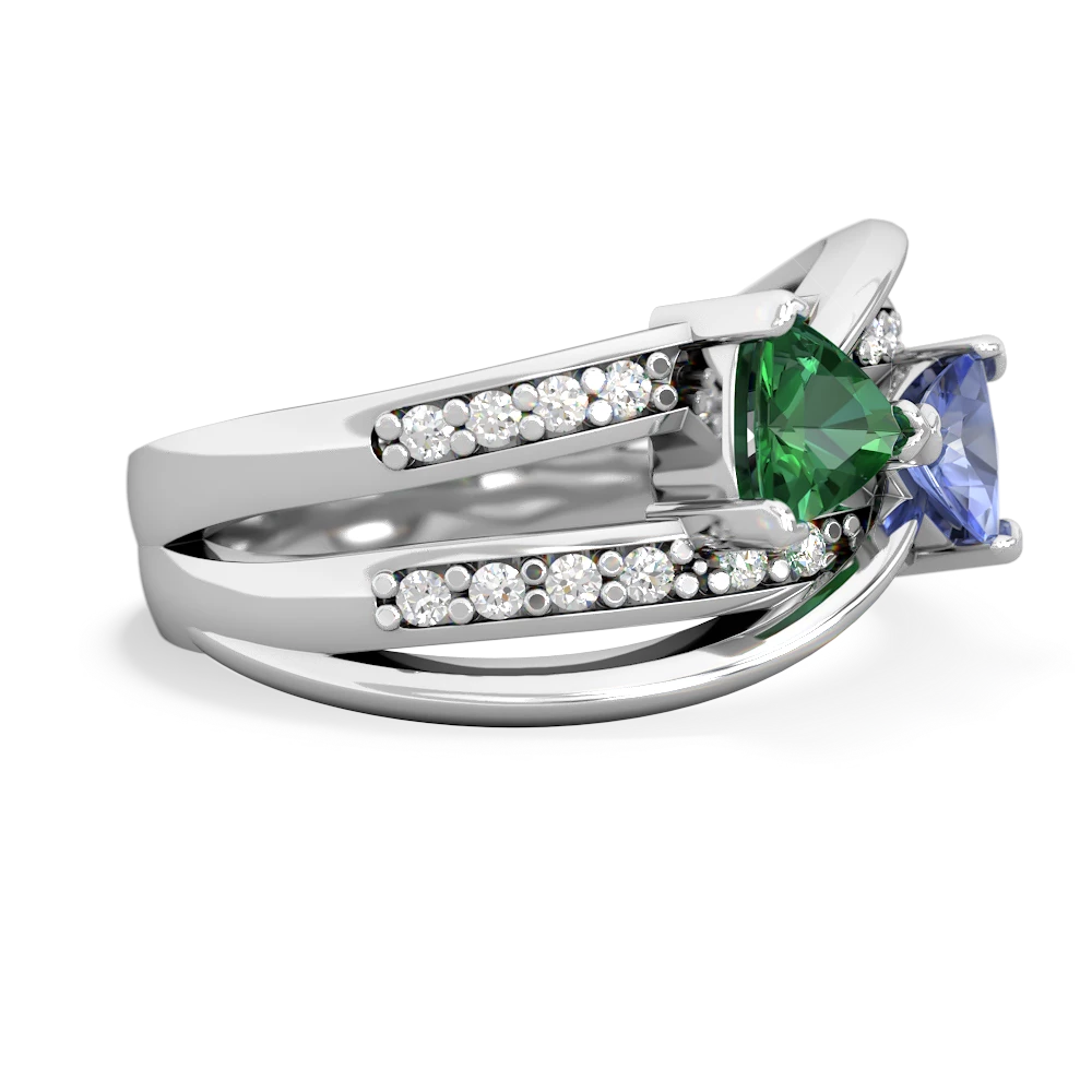 Lab Emerald Bowtie 14K White Gold ring R2360