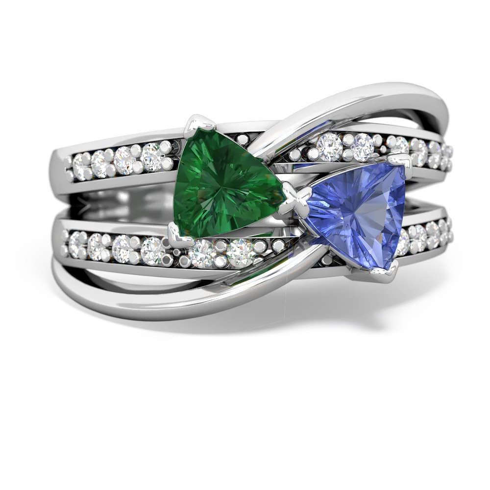 Lab Emerald Bowtie 14K White Gold ring R2360