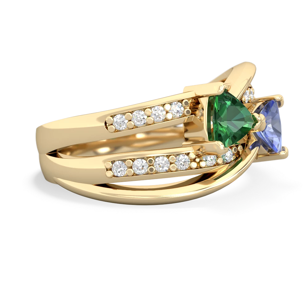 Lab Emerald Bowtie 14K Yellow Gold ring R2360