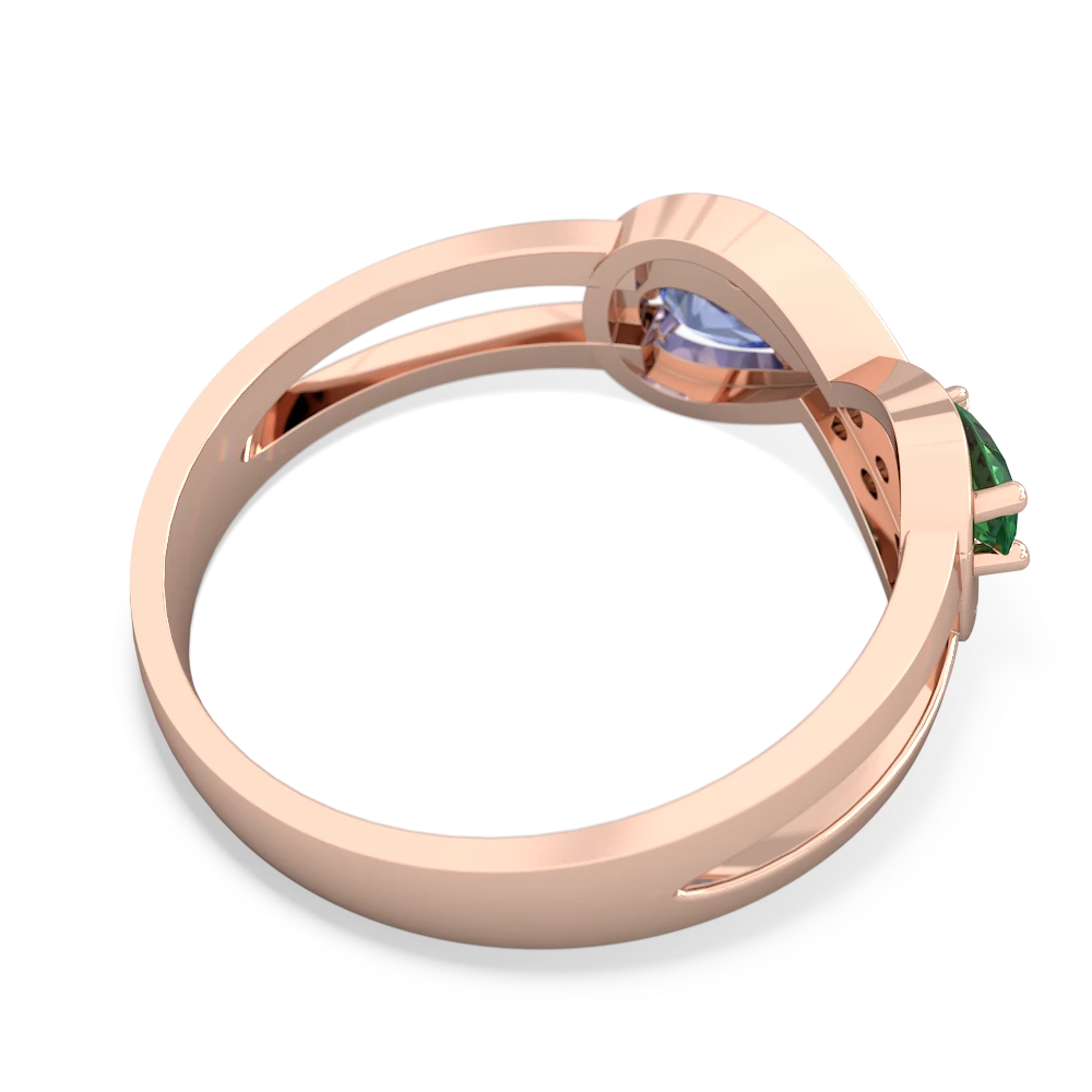 Lab Emerald Diamond Infinity 14K Rose Gold ring R5390