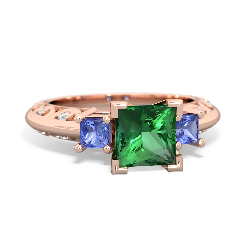 Lab Emerald Eternal Embrace Engagement 14K Rose Gold ring C2001