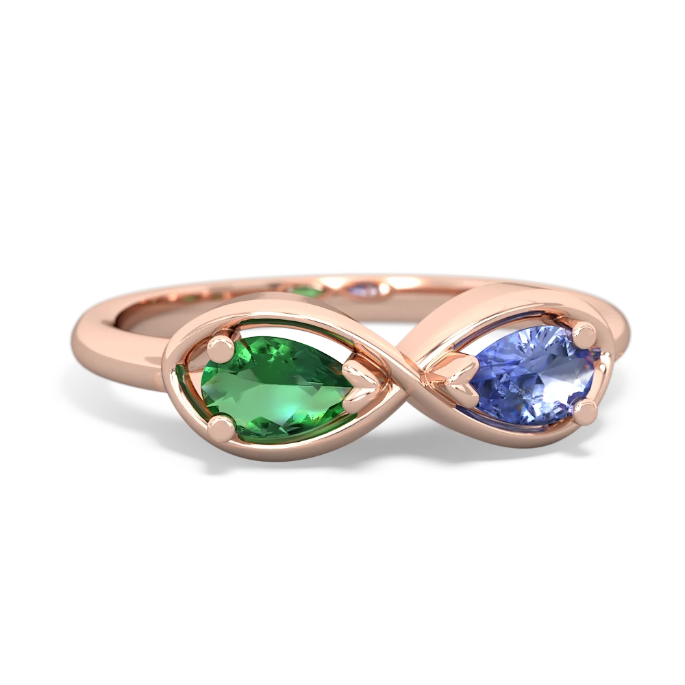 Lab Emerald Infinity 14K Rose Gold ring R5050