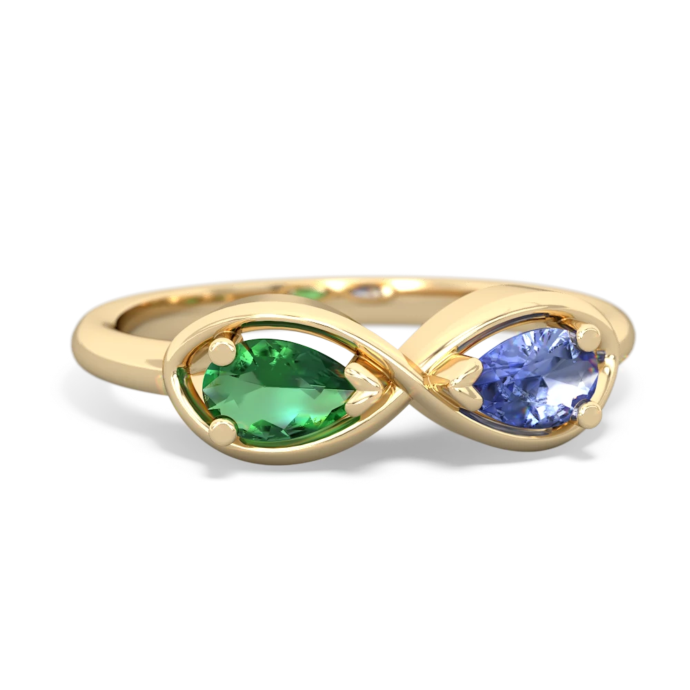 Lab Emerald Infinity 14K Yellow Gold ring R5050