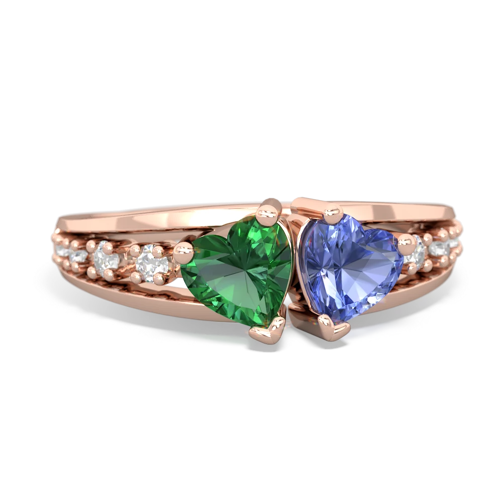 Lab Emerald Heart To Heart 14K Rose Gold ring R3342