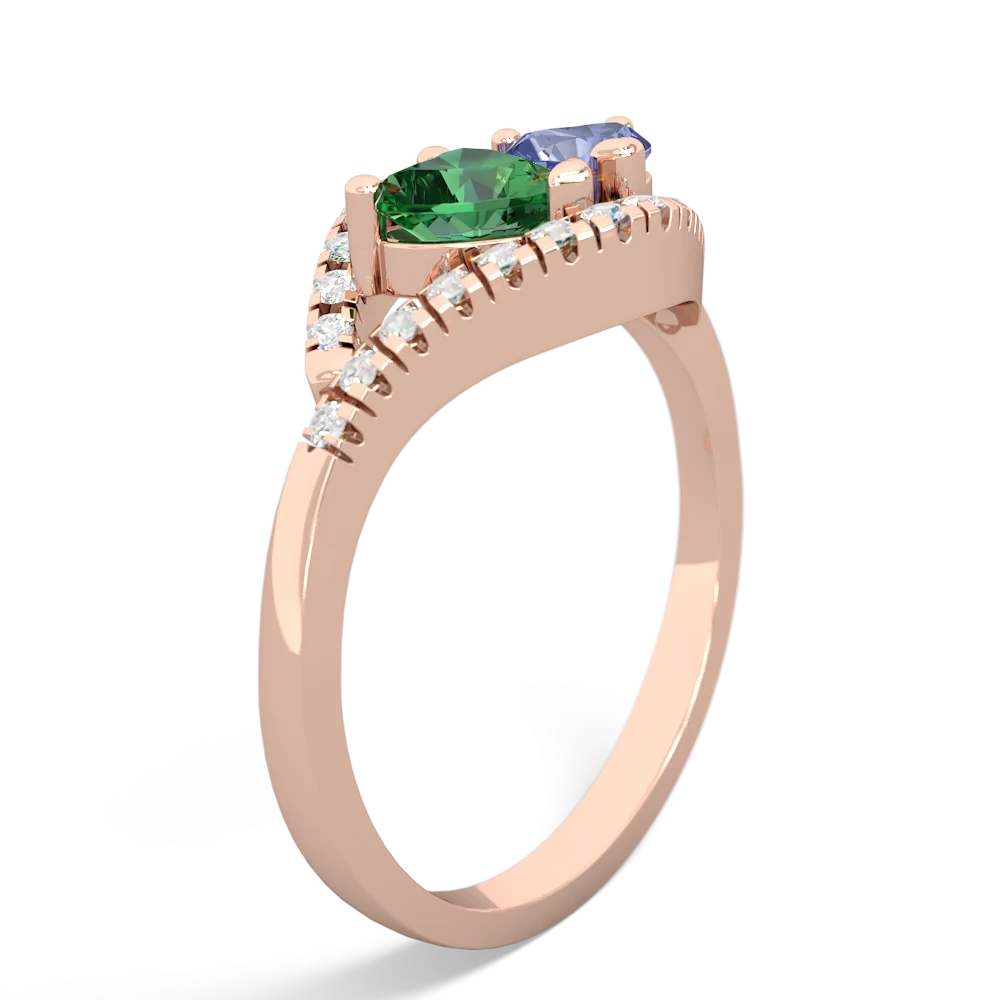 Lab Emerald Mother And Child 14K Rose Gold ring R3010