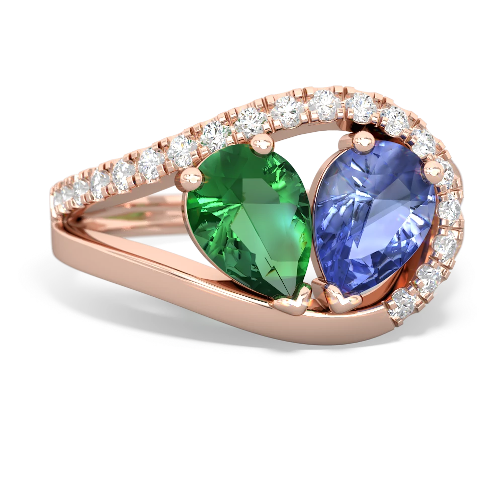 Lab Emerald Nestled Heart Keepsake 14K Rose Gold ring R5650