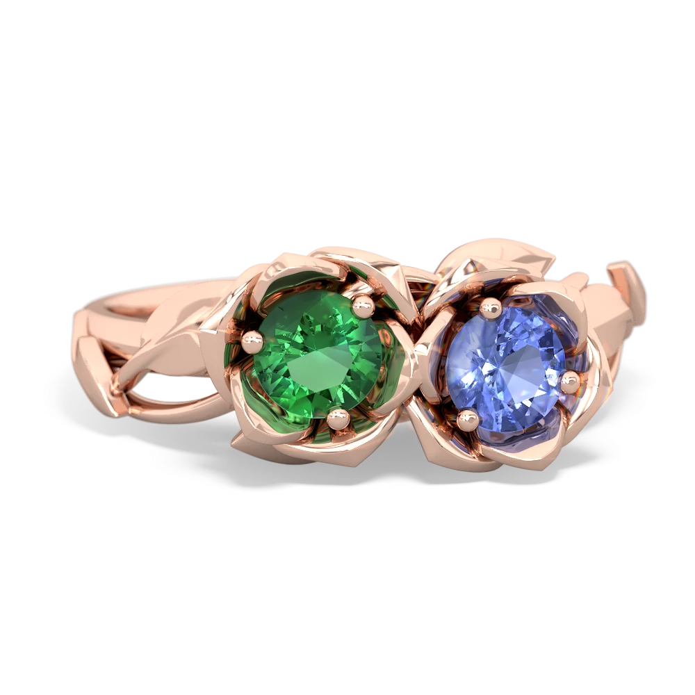 Lab Emerald Rose Garden 14K Rose Gold ring R5510