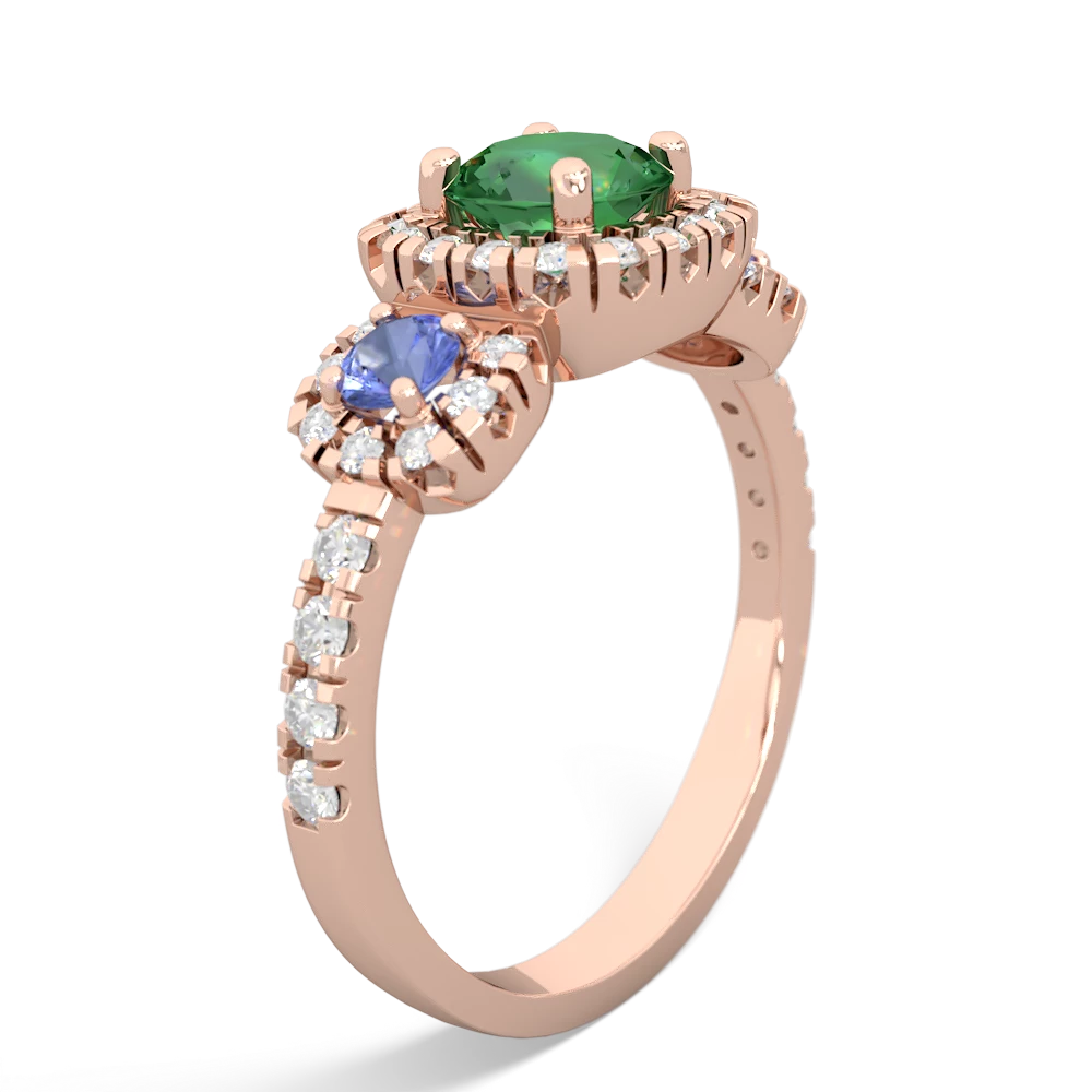 Lab Emerald Regal Halo 14K Rose Gold ring R5350