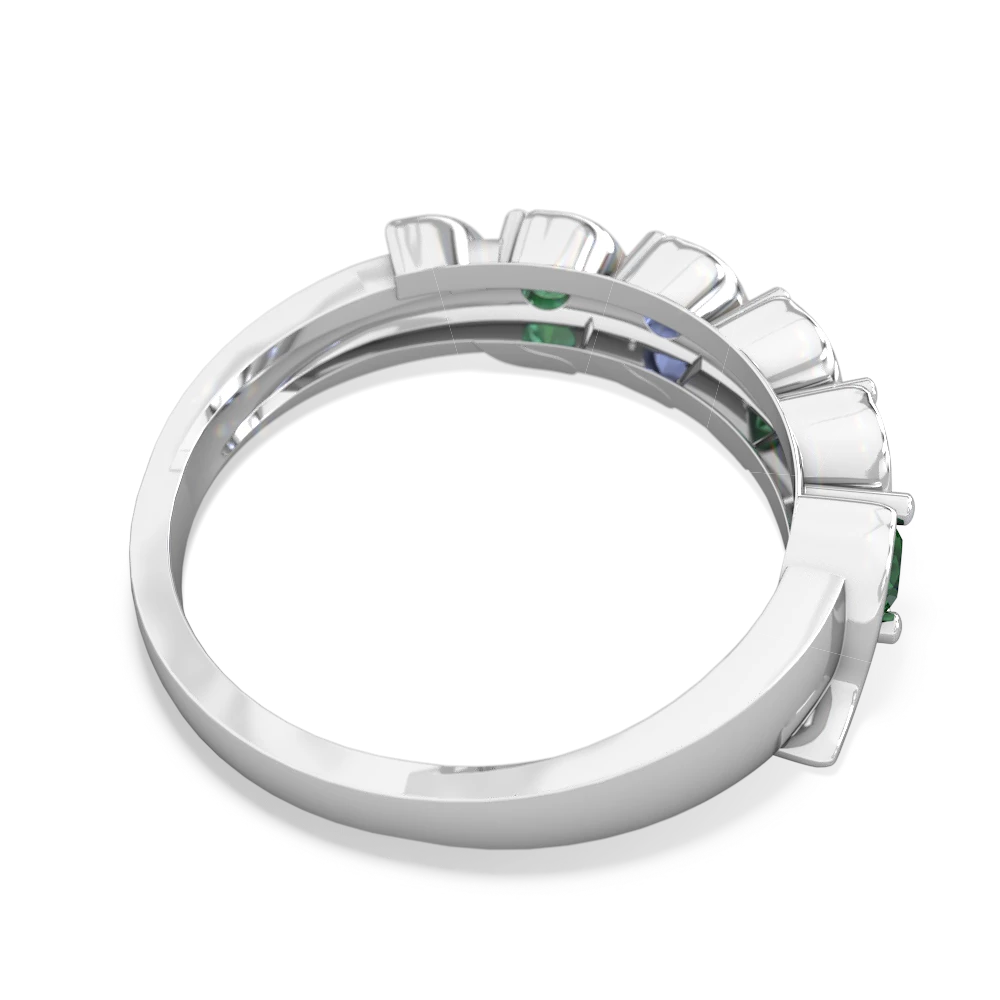 Lab Emerald Anniversary Band 14K White Gold ring R2089