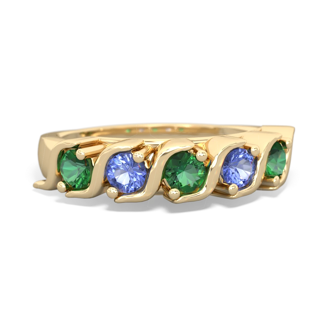 Lab Emerald Anniversary Band 14K Yellow Gold ring R2089