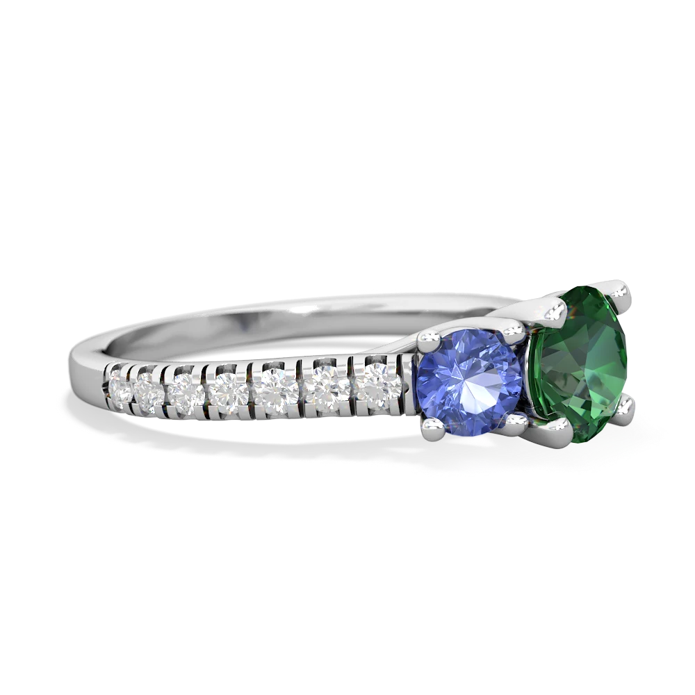 Lab Emerald Pave Trellis 14K White Gold ring R5500