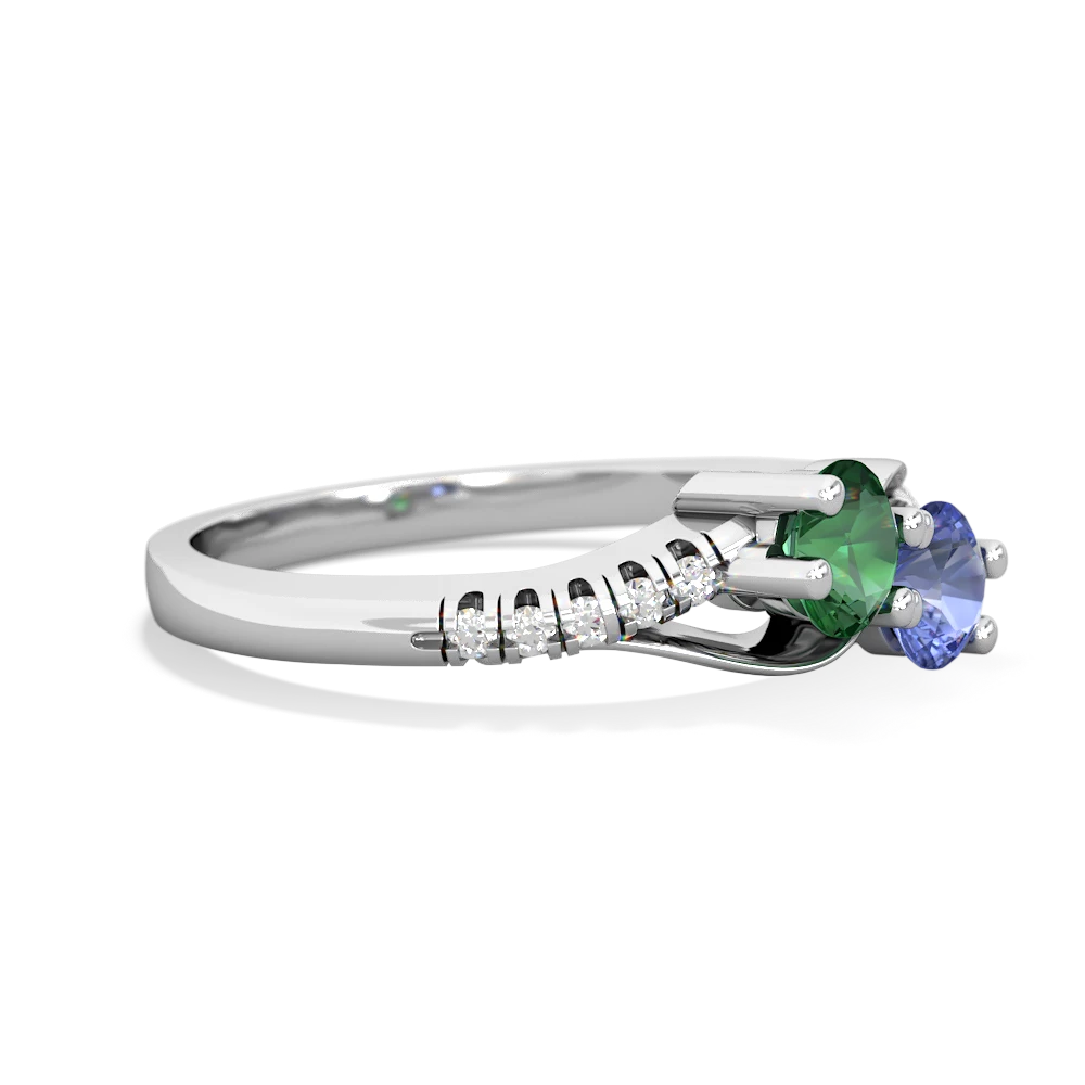 Lab Emerald Infinity Pave Two Stone 14K White Gold ring R5285