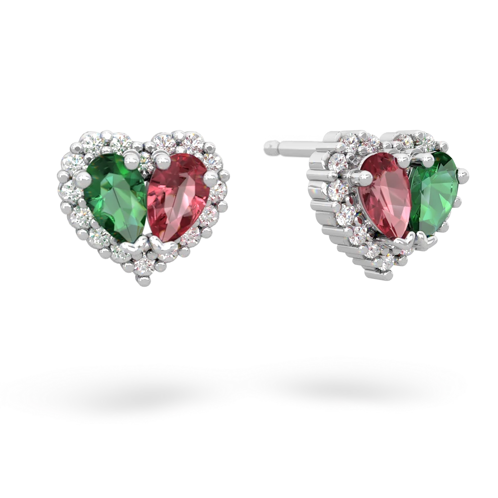 Lab Emerald Halo 14K White Gold earrings E7008