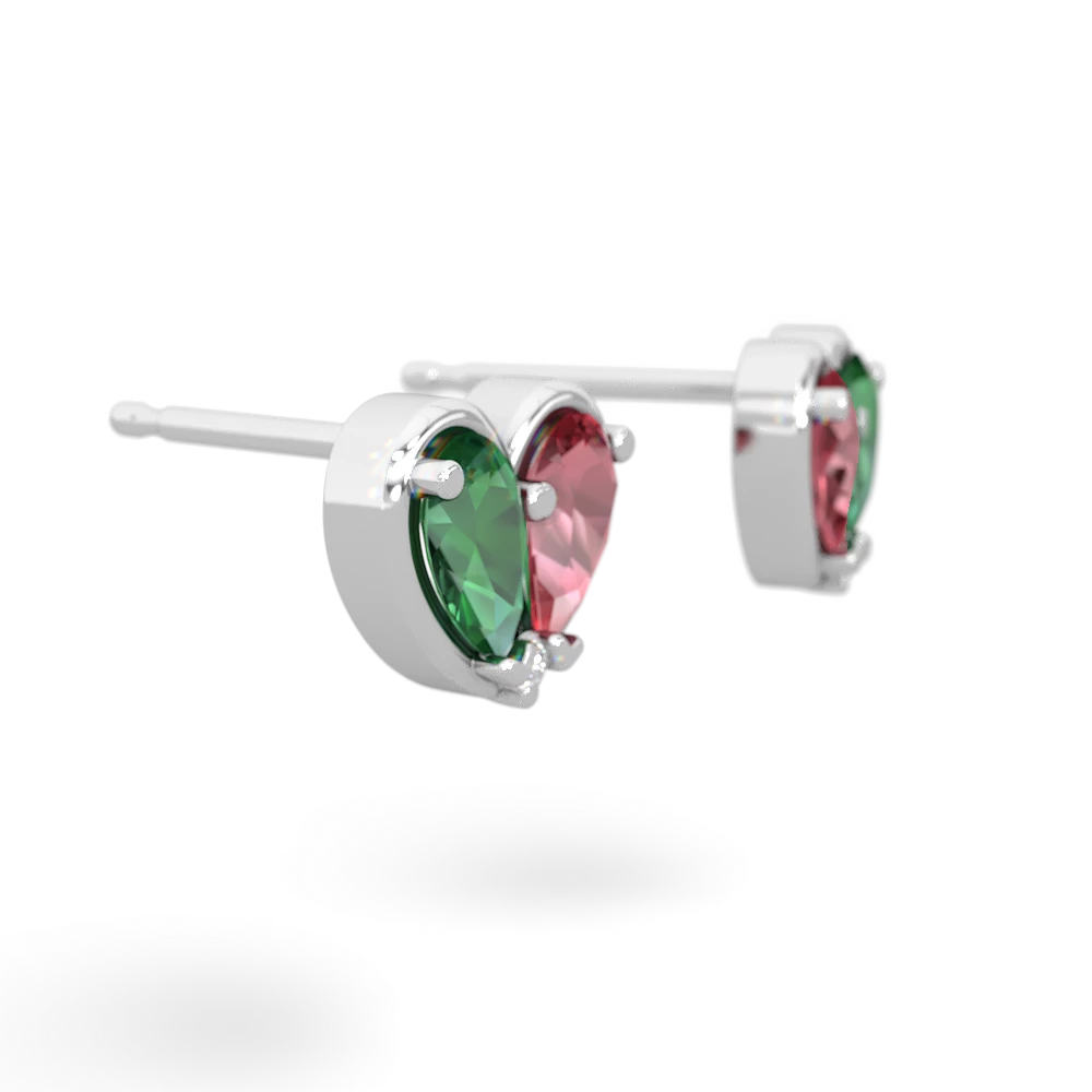 Lab Emerald 'Our Heart' 14K White Gold earrings E5072