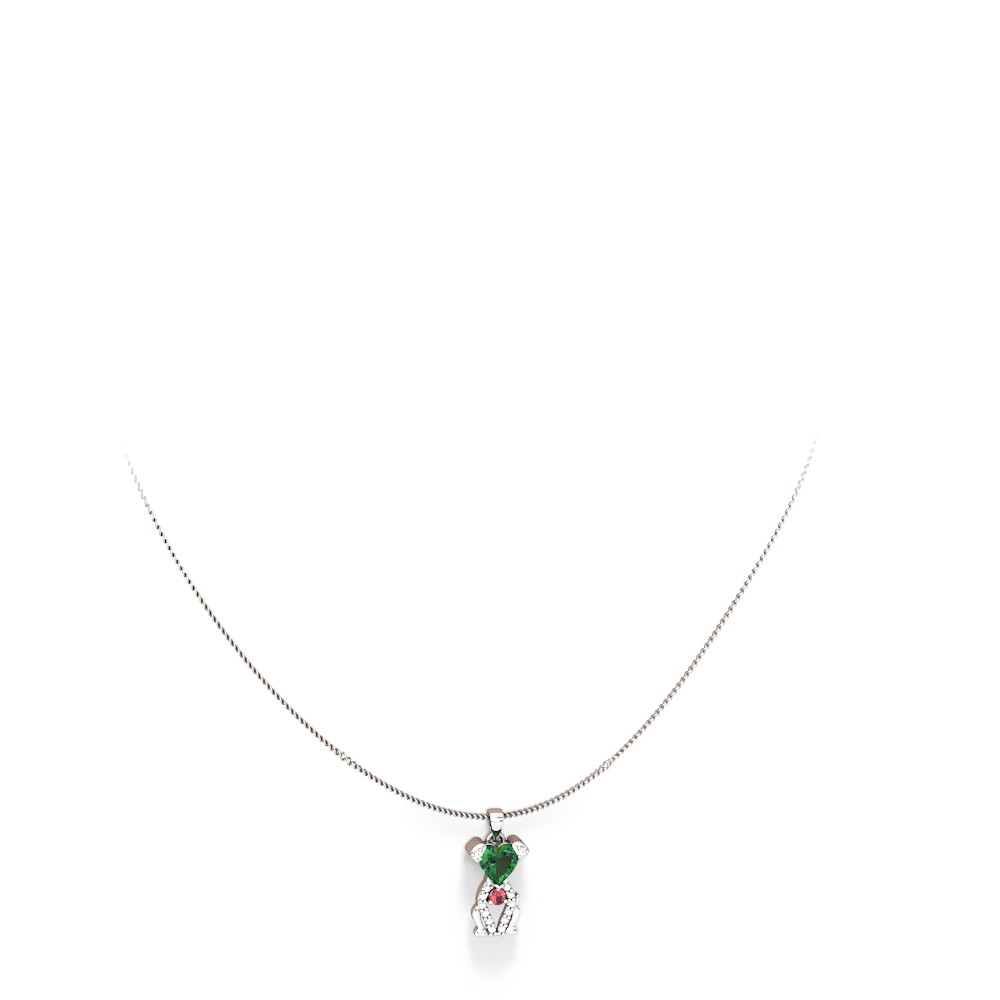 Lab Emerald Puppy Love 14K White Gold pendant P5800