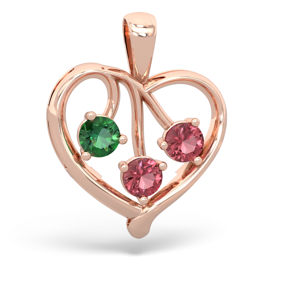 Lab Emerald Glowing Heart 14K Rose Gold pendant P2233